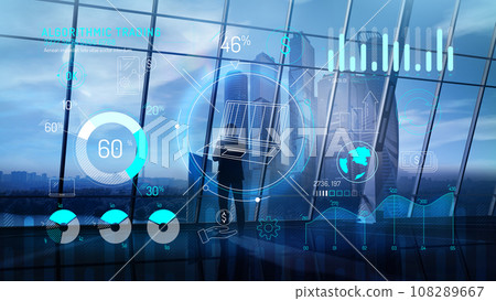 Abstract infographics about financial literacy and trading. 108289667