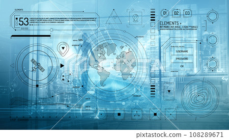 Infographic about satellite data collection on futuristic background. Infographic about satellite data collection on futuristic background. 108289671