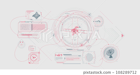Sci-fi HUD interface for data research. 108289712