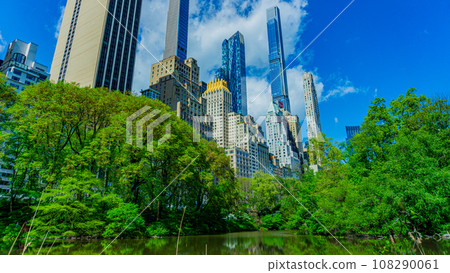 Buildings seen from New York's Central Park 108290061