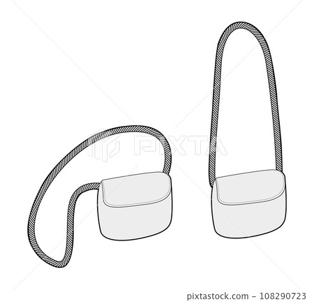 Saddle bag crossbody silhouette with rope handle. Fashion accessory technical illustration. Vector satchel front 3-4 Saddle bag crossbody silhouette with rope handle. Fashion accessory technical illustration. Vector satchel front 3-4 108290723