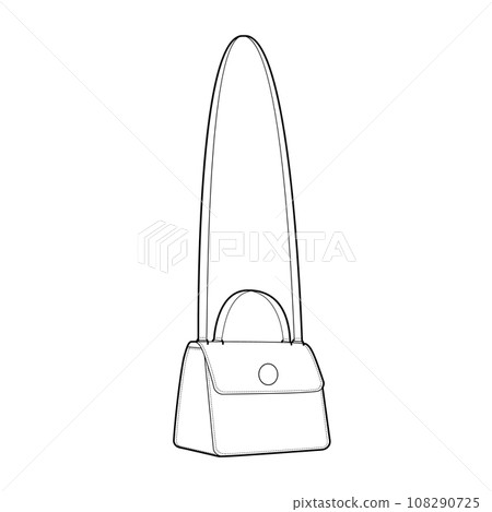 Carry Cross-Body Mini Bag silhouette. Fashion accessory technical illustration. Vector satchel front 3-4 view for Men 108290725