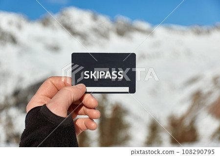 Ski pass in winter mountains Ski pass in winter mountains 108290795