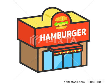 Illustration of the exterior of a hamburger shop (3D line drawing) Illustration of the exterior of a hamburger shop (3D line drawing) 108290816