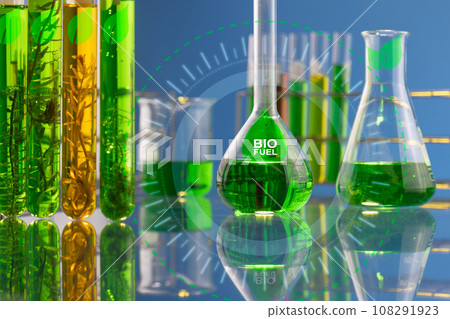 Algae fuel biofuel industry lab researching for alternative to fossil algae fuel or algal biofuel. ZERO CARBON Emission concept. 108291923