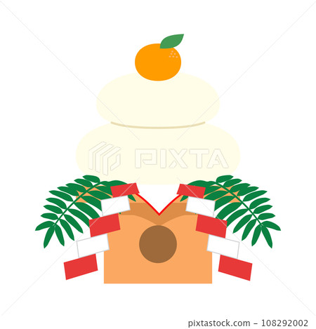 Kagami mochi illustration color no line Kagami mochi illustration color no line 108292002