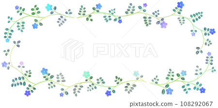 blue and purple flowers and leaves frame blue and purple flowers and leaves frame 108292067