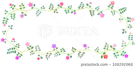 Frame of red and purple flowers and leaves Frame of red and purple flowers and leaves 108292068