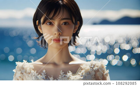 Portrait of a young woman in a wedding dress... - Stock Illustration ...