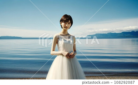 Portrait of a young woman in a wedding dress... - Stock Illustration ...