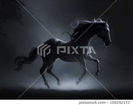 Backlit running horse “AI generated image” Backlit running horse “AI generated image” 108292153
