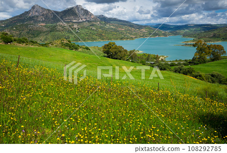 Artificial lake Zahara in hills of Andalusia 108292785