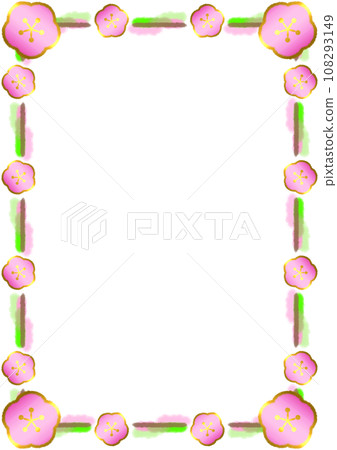 水彩線條梅花框圖[A4] 108293149