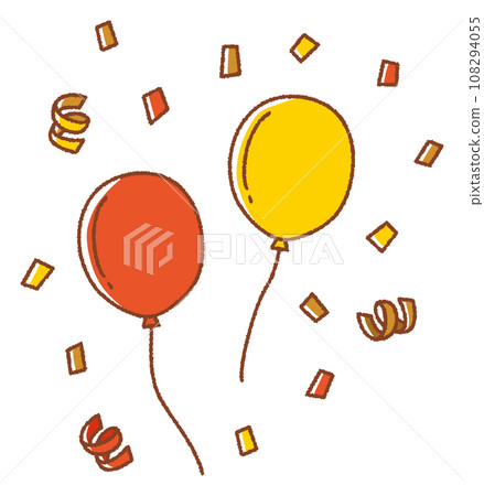 Line drawing handwritten vector illustration of balloons/Christmas party 108294055