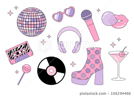 Disco party illustration set 108294466