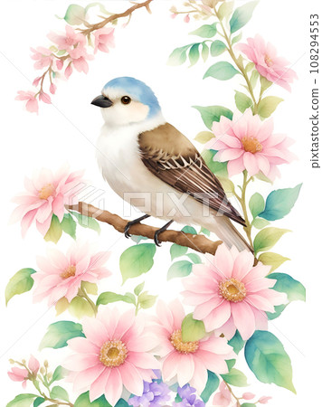 Watercolor bird "AI generated image" 108294553