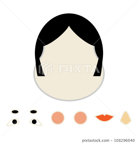 Fukuwarai set New Year illustration material Fukuwarai set New Year illustration material 108296040