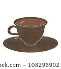 簡單的手繪風格茶插圖（棕色杯子和碟子） 108296902