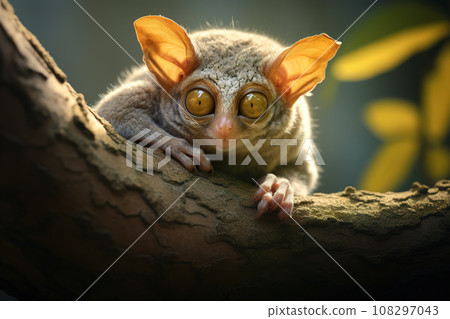 Image of tarsier monkey tarsius syrichta on the tree in natural jungle. Wildlife Animals. 108297043