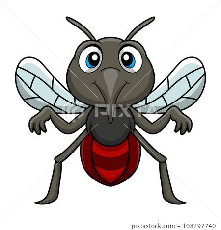 Cute mosquito cartoon on white background 108297740