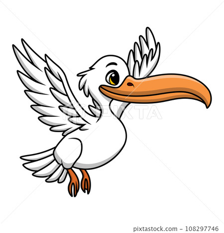 Cute pelican cartoon on white background Cute pelican cartoon on white background 108297746