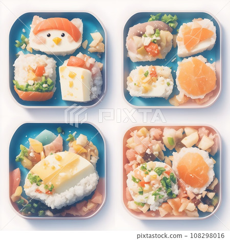 Bento or Japanese lunch box, Healthy food delivery concept. Take away take away take away boxes with vegetables and meat. Bento or Japanese lunch box, Healthy food delivery concept. Take away take away take away boxes with vegetables and meat. 108298016