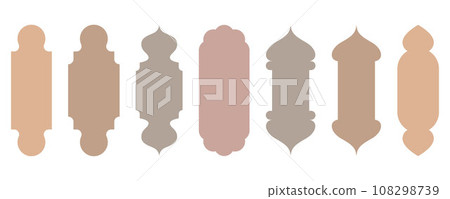 Ramadan shapes of windows and doors design. Islamic arches with Turkish ornament. Muslim oriental templates for banner and decor. Vector symbols 108298739