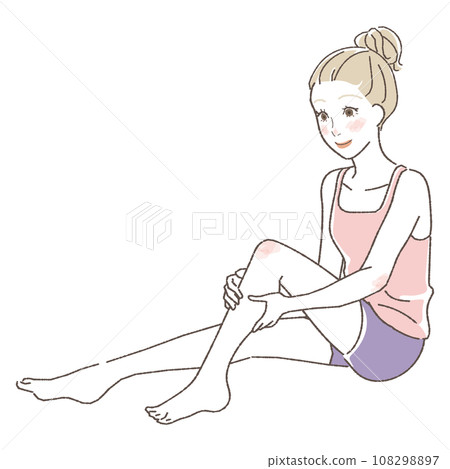 一個女人自我按摩腳的插圖 108298897