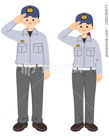 Full body illustration of a saluting emergency medical worker, medical worker Full body illustration of a saluting emergency medical worker, medical worker 108298971