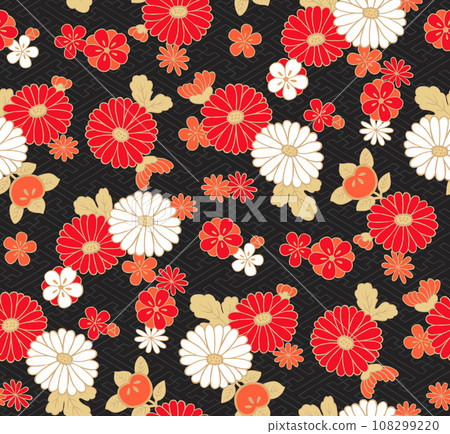 Chrysanthemum pattern - seamless pattern - 2way - hand drawn Chrysanthemum pattern - seamless pattern - 2way - hand drawn 108299220