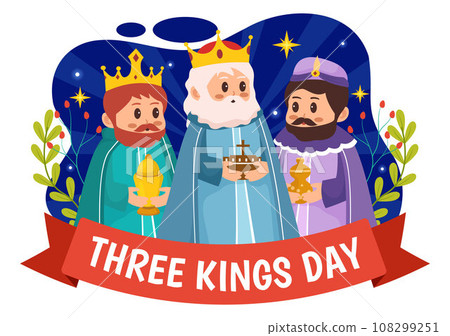 Happy Three Kings Day Vector Illustration to Faith on the Divinity of Jesus Since His Coming to the World in Epiphany Christian Festival Background Happy Three Kings Day Vector Illustration to Faith on the Divinity of Jesus Since His Coming to the World in Epiphany Christian Festival Background 108299251