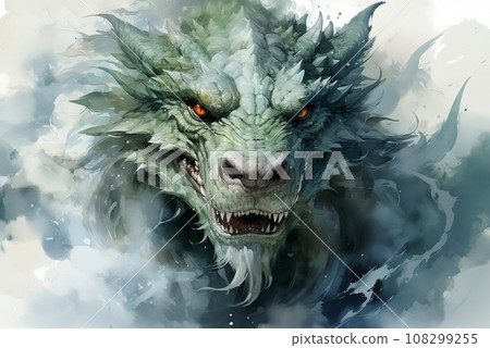 AI-generated content. Illustration of Green Fire Dragon Symbol of Chinese New Year 2024 108299255