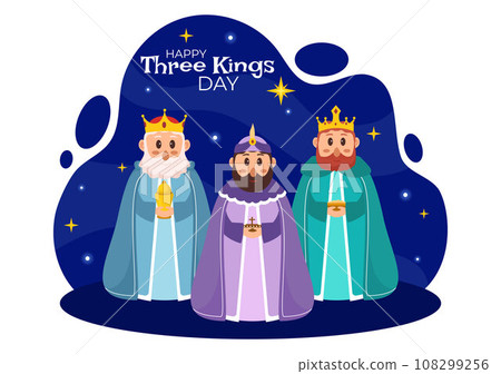 Happy Three Kings Day Vector Illustration to Faith on the Divinity of Jesus Since His Coming to the World in Epiphany Christian Festival Background 108299256