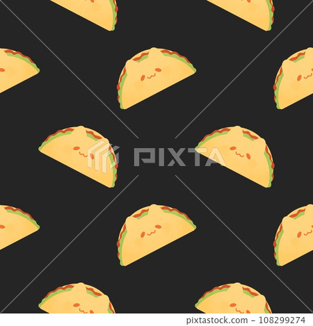 Cute Kawaii cat bread bun pizza taco fast food happy character American food seamless pattern Cute Kawaii cat bread bun pizza taco fast food happy character American food seamless pattern 108299274