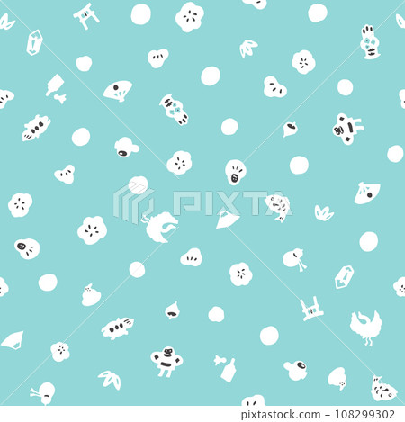 Cute new year pattern - seamless pattern - 2way - hand drawn Cute new year pattern - seamless pattern - 2way - hand drawn 108299302