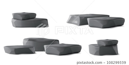 Black smooth stones as product display podium. 108299339