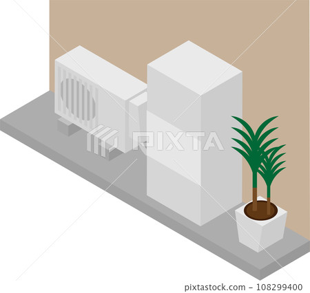 Isometric water heater at the back of the house Isometric water heater at the back of the house 108299400