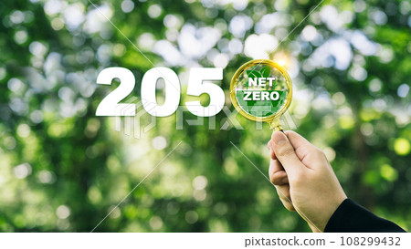 Net zero and carbon neutral concept Net-zero greenhouse gas emissions targets a long-term, climate-neutral strategy to 2050. Net zero and carbon neutral concept Net-zero greenhouse gas emissions targets a long-term, climate-neutral strategy to 2050. 108299432