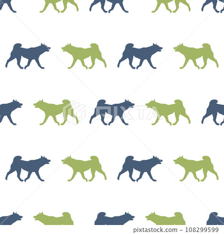 Dog silhouette. Walking american akita puppy 108299599