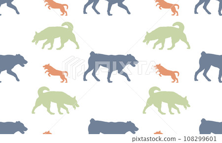 Silhouette dogs different breeds. Seamless pattern 108299601