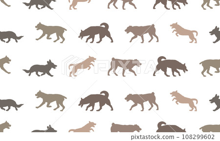 Seamless pattern. Silhouette dogs different breeds 108299602