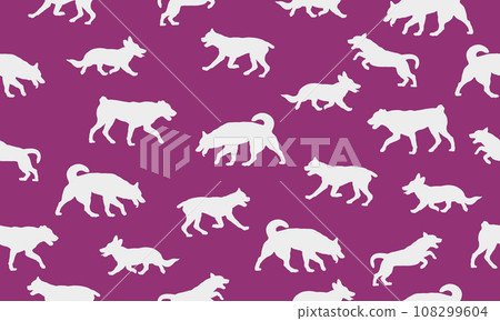 Dog silhouettes different breeds in various poses 108299604