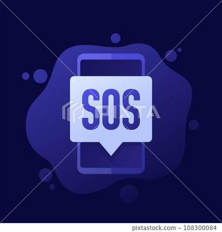 SOS message in a phone icon, vector design SOS message in a phone icon, vector design 108300084