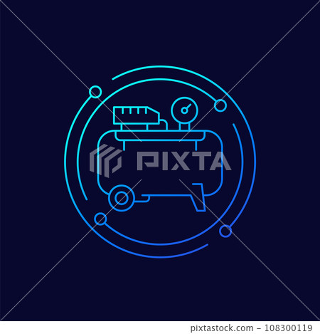 air compressor icon, linear design air compressor icon, linear design 108300119