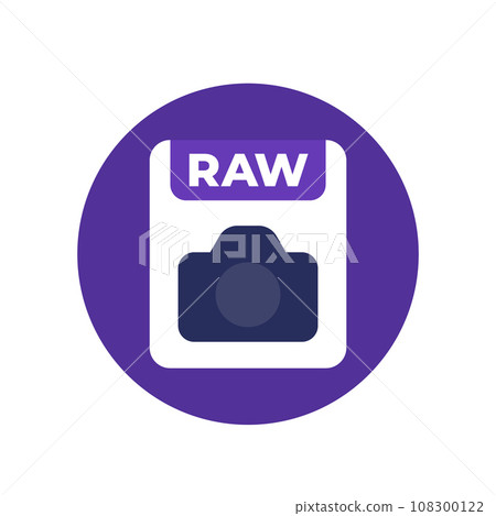 raw file icon with a camera, flar vector design raw file icon with a camera, flar vector design 108300122
