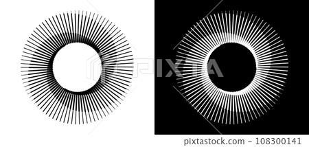 Abstract background with lines in circle. Art design spiral as logo or icon. A black figure on a white background and an equally white figure on the black side. 108300141
