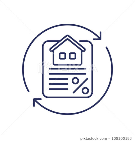 mortgage refinance, lower interest rate line icon 108300193