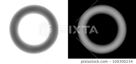 Abstract background with lines in circle. Art design spiral as logo or icon. A black figure on a white background and an equally white figure on the black side. Abstract background with lines in circle. Art design spiral as logo or icon. A black figure on a white background and an equally white figure on the black side. 108300234