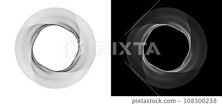 Abstract background with lines in circle. Art design spiral as logo or icon. A black figure on a white background and an equally white figure on the black side. 108300238