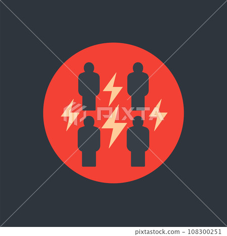 conflict vector icon with people, flat design 108300251